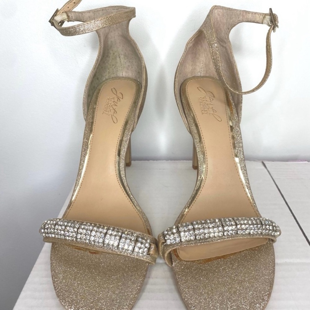 Jewel Badgley Mischka Gold Sparkle Heels
